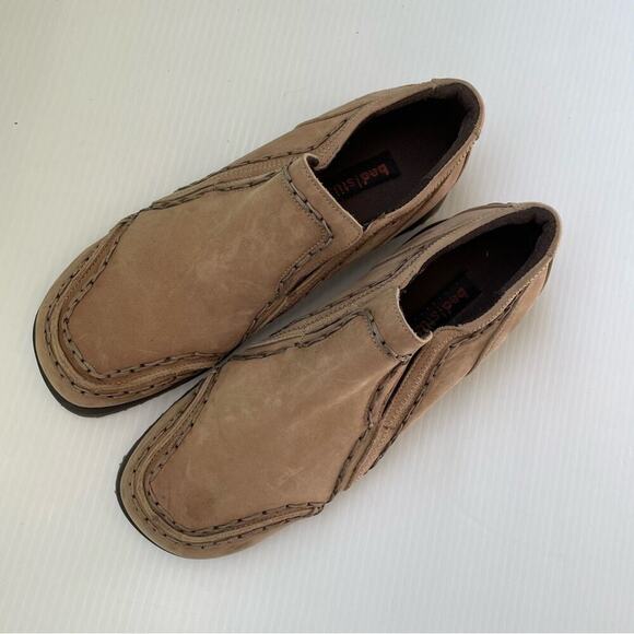 Bed/stu mens slip on leather loafer stitching detail size 13 tan - Picture 2 of 14